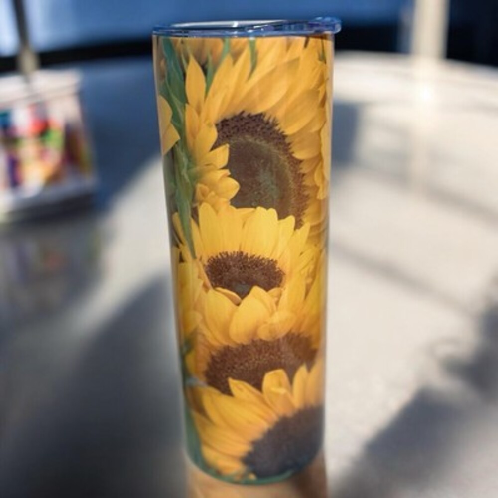 Sunflower 20 Ounce Tumbler With Reusable Straw & Top